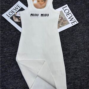 Miu Miu White Ribbed Chemise